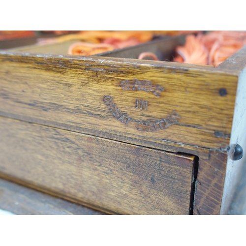 618 - AN OAK CANTILEVER FOUR TIER THREAD BOXwith gilt painted lettering inscribed Clark's Anchor Stranded ... 