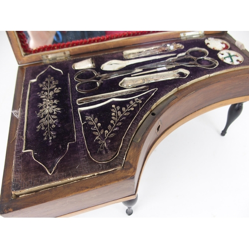 621 - A 19TH CENTURY FRENCH MUSICAL SEWING BOXin the form of a grand piano, rosewood case with line inlay ... 