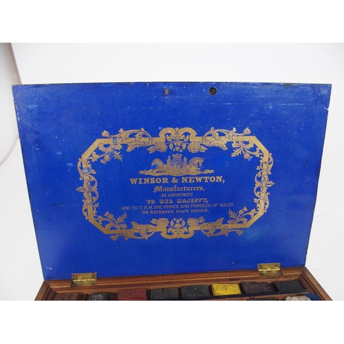 629 - A VICTORIAN MAHOGANY WINSOR & NEWTON ARTIST PAINT BOXwith brass inset handle, with fitted drawer... 