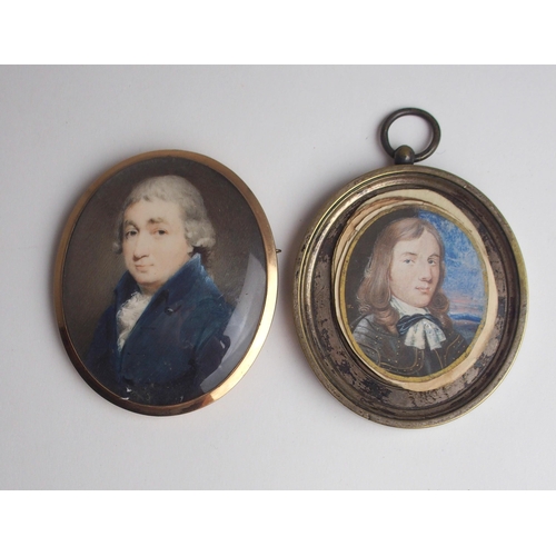 644 - WITHDRAWN LOTA PAINTED OVAL PORTRAIT MINIATURE OF A GENTLEMANoil on ivorine, 8 x 6.5cm, another oval... 