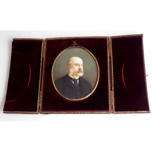 651 - WITHDRAWN LOTA PAINTED OVAL PORTRAIT MINIATURE OF AN ELDERLY GENTLEMANwith moustache and side burns,... 