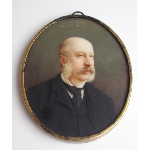 651 - WITHDRAWN LOTA PAINTED OVAL PORTRAIT MINIATURE OF AN ELDERLY GENTLEMANwith moustache and side burns,... 