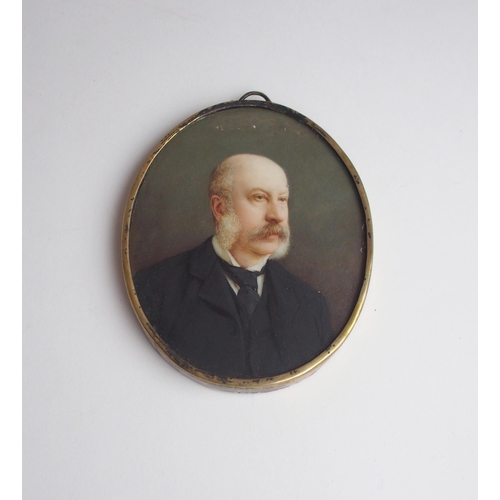 651 - WITHDRAWN LOTA PAINTED OVAL PORTRAIT MINIATURE OF AN ELDERLY GENTLEMANwith moustache and side burns,... 