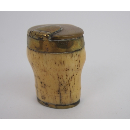 656 - A WHITE-METAL-MOUNTED SCOTTISH HORN SNUFF MULLthe hinged lid inscribed W. Stewart and another with h... 