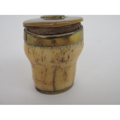 656 - A WHITE-METAL-MOUNTED SCOTTISH HORN SNUFF MULLthe hinged lid inscribed W. Stewart and another with h... 