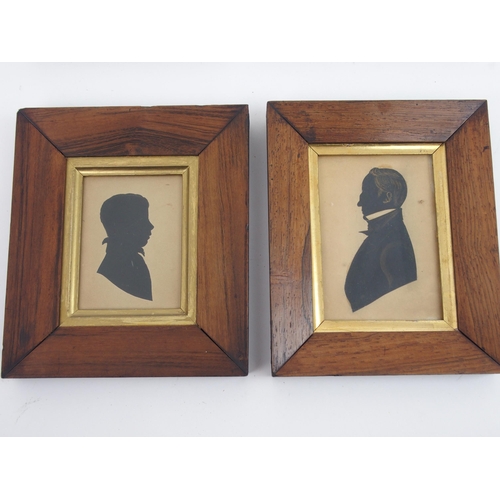 659 - FOUR 19TH CENTURY BUST LENGTH SILHOUETTES comprising a lady, 16.5 x 13cm overall, young boy, 16.6 x ... 