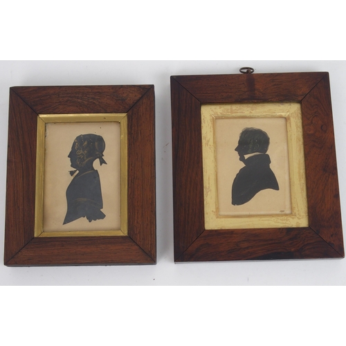 659 - FOUR 19TH CENTURY BUST LENGTH SILHOUETTES comprising a lady, 16.5 x 13cm overall, young boy, 16.6 x ... 