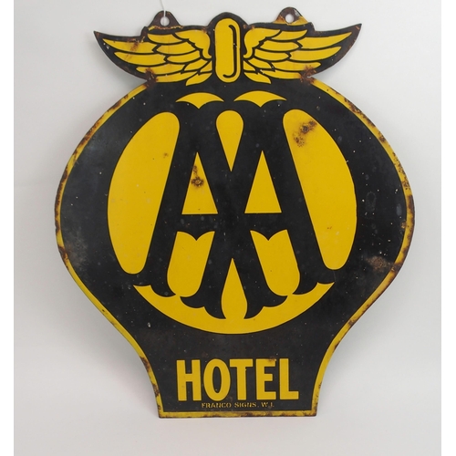 661 - AN ENAMEL AA DOUBLE-SIDED HOTEL SIGNby Franco Signs, W1, 64cm high x 55cm wide... 