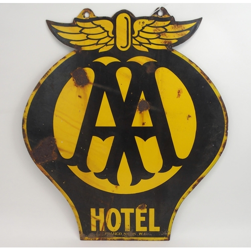 661 - AN ENAMEL AA DOUBLE-SIDED HOTEL SIGNby Franco Signs, W1, 64cm high x 55cm wide... 