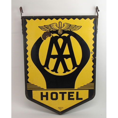 662 - AN ENAMEL AA DOUBLE-SIDED HOTEL SIGNby Franco SW1, with original bracket, 80 x 56cm... 