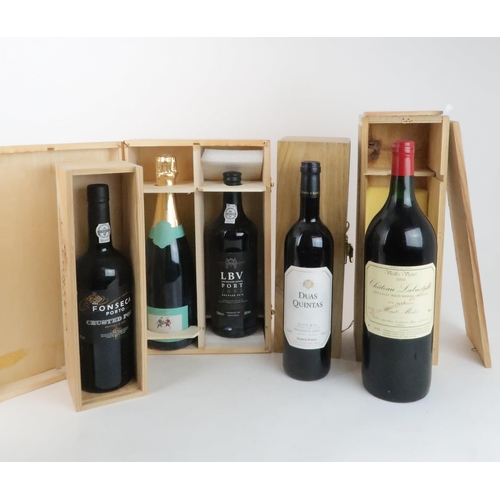 713 - A GRAHAM'S 10 YEAR OLD TAWNY PORT20% vol, 75cl, a Fonseca 2005 Crusted Port, a Kopke L.B.V 2013 Port... 