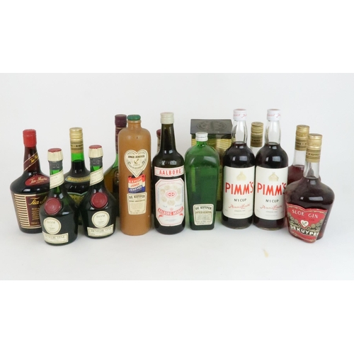 716 - ASSORTED LIQUEURS AND OTHERS including De Kuyper Creme de Cacao, Creme De Bananes, Dutch Geneve, Slo... 