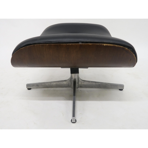 100 - A MID 20TH CENTURY AFTER CHARLES AND RAY EAMES FOR HERMAN MILLER LOUNGE CHAIR AND STOOLwith black le... 