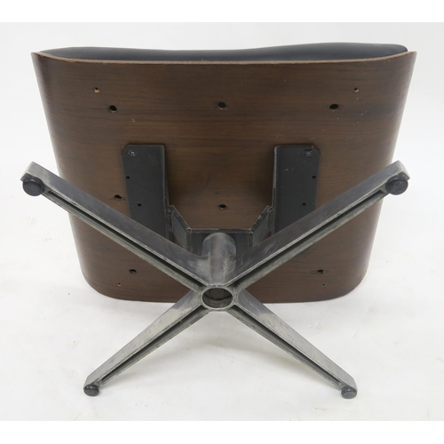 100 - A MID 20TH CENTURY AFTER CHARLES AND RAY EAMES FOR HERMAN MILLER LOUNGE CHAIR AND STOOLwith black le... 