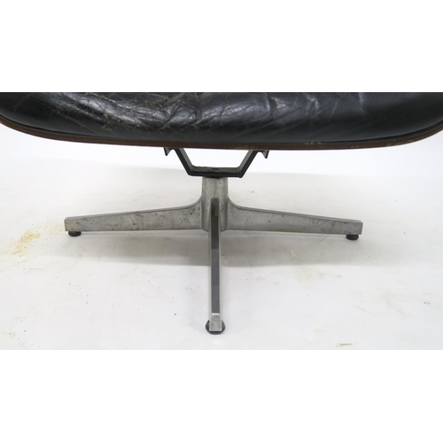 101 - A MID 20TH CENTURY AFTER CHARLES AND RAY EAMES FOR HERMAN MILLER LOUNGE CHAIR AND STOOLwith black le... 