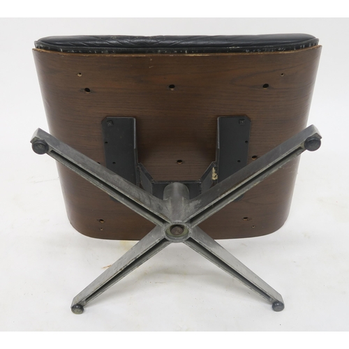 101 - A MID 20TH CENTURY AFTER CHARLES AND RAY EAMES FOR HERMAN MILLER LOUNGE CHAIR AND STOOLwith black le... 