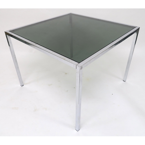 110 - A MID 20TH CENTURY CHROME FRAMED GLASS TOP COFFEE TABLE71cm high x 97cm wide x 97cm deep... 