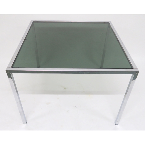 110 - A MID 20TH CENTURY CHROME FRAMED GLASS TOP COFFEE TABLE71cm high x 97cm wide x 97cm deep... 