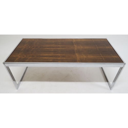 111 - A MID 20TH CENTURY ROSEWOOD AND CHROME HOWARD MILLER FOR MDA COFFEE TABLE 42cm high x 115cm long x 5... 