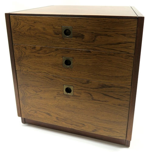 113 - *WITHDRAWN* MID 20TH CENTURY ROSEWOOD THREE DRAWER BEDSIDE CHEST DESIGNED BY ROBERT HERITAGE FOR ARC... 