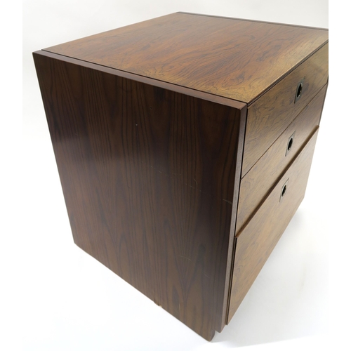 113 - *WITHDRAWN* MID 20TH CENTURY ROSEWOOD THREE DRAWER BEDSIDE CHEST DESIGNED BY ROBERT HERITAGE FOR ARC... 