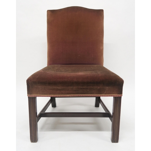 30 - A GEORGIAN MAHOGANY FRAMED SIDE CHAIRwith pink upholstery on stretchered square chamfered supports, ... 