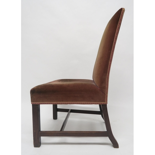 30 - A GEORGIAN MAHOGANY FRAMED SIDE CHAIRwith pink upholstery on stretchered square chamfered supports, ... 