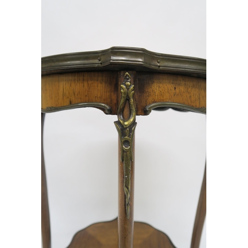 47 - A VICTORIAN KINGWOOD TWO TIER SHAPED CIRCULAR TABLEwith brass mounts to edges and supports, 72cm hig... 