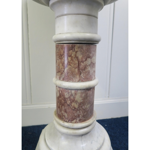 51 - A VICTORIAN MARBLE BAPTISMAL FONTwith circular marble basin on pedestal base, brass plaque engraved ... 