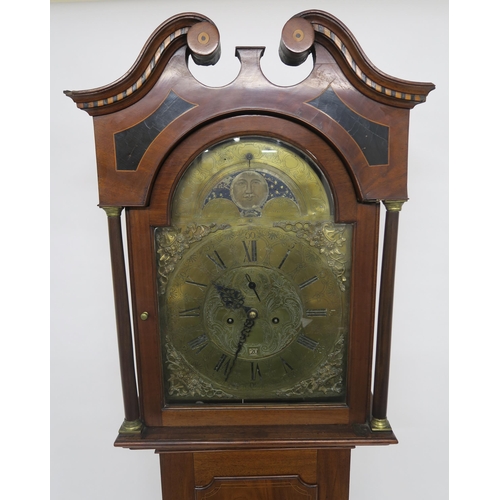 56 - A GEORGIAN MAHOGANY CASED GRANDFATHER CLOCKwith brass face, roman numerals, lunar phase dial(soldere... 