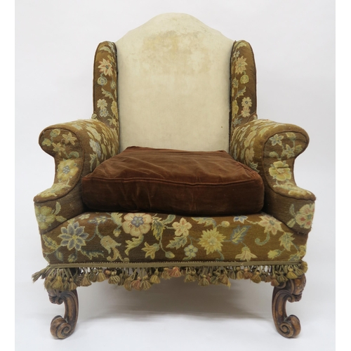 58 - AN EARLY 20TH CENTURY HOWARD & SONS GEORGIAN STYLE WINGBACK ARMCHAIRstamped 