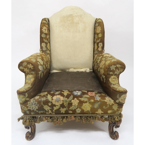 58 - AN EARLY 20TH CENTURY HOWARD & SONS GEORGIAN STYLE WINGBACK ARMCHAIRstamped 