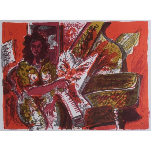 1008 - DAVID MCCLURE RSA RSW (SCOTTISH 1926-1998)RED MUSIC STUDIO Lithograph, signed lower right, dated (19... 