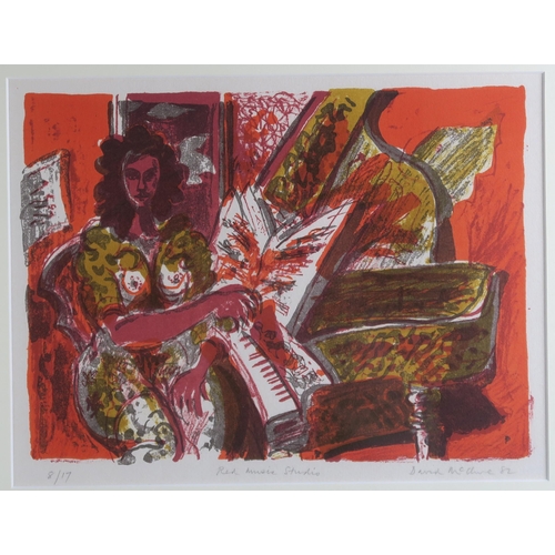 1008 - DAVID MCCLURE RSA RSW (SCOTTISH 1926-1998)RED MUSIC STUDIO Lithograph, signed lower right, dated (19... 