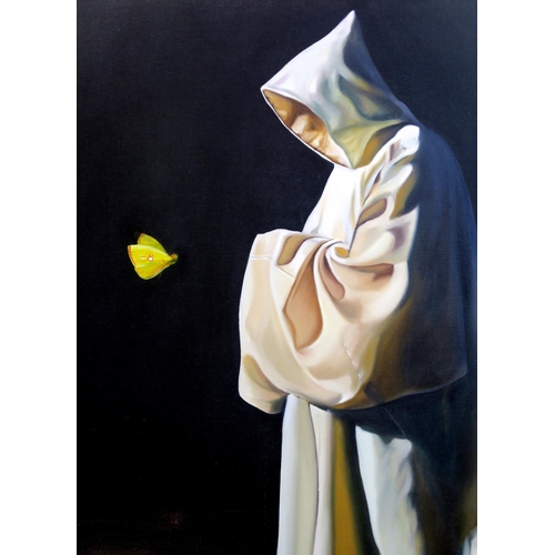 1014 - JOSE FORS (CUBAN CONTEMPORARY)ALLEGORY AND BUTTERFLY Oil on canvas, signed lower right, 108 x 87cm (... 