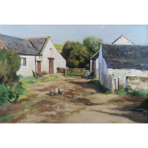 1019 - ARCHIBALD RUSSELL WATSON ALLAN (SCOTTISH 1878-1959)A CUMBRAE FARM Mixed media, signed lower left, 50... 