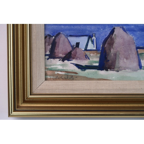 1040 - FRANCIS CAMPBELL BOILEAU CADELL RSA (SCOTTISH 1883-1937)HAYSTACKS AND COTTAGE , IONAwatercolour on p... 