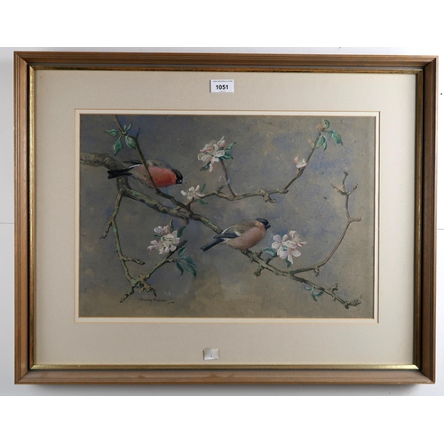 1051 - JOHN MURRAY THOMSON RSA RSW PSSA (SCOTTISH 1885-1974)TWO BUILLFINCHES PERCHED ON BRANCHESWatercolour... 