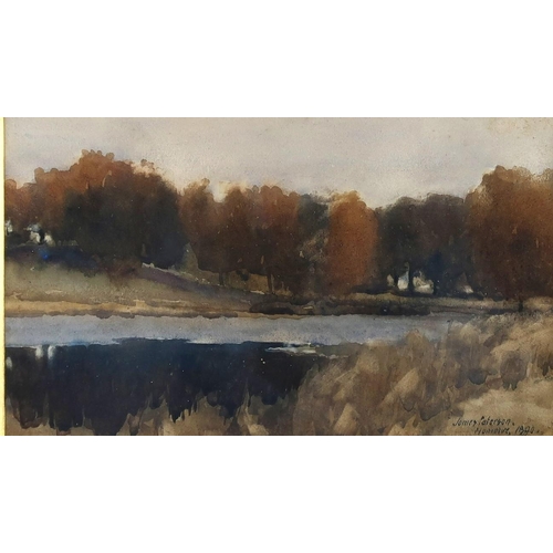 1052 - JAMES PATERSON PRSW RSA RWS (SCOTTISH 1854-1932)RIVER VIEWWatercolour, signed, inscribed Moniaive an... 