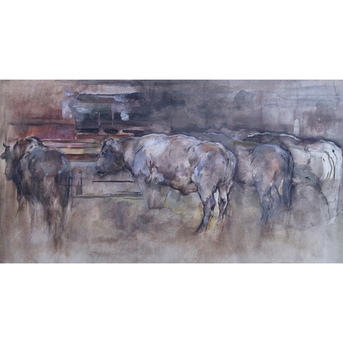 1062 - SIR GEORGE PIRIE PRSA HRSW LLD (SCOTTISH 1864-1946)FOUR BULLSWatercolour and gouache, 27 x 48.5cm (1... 