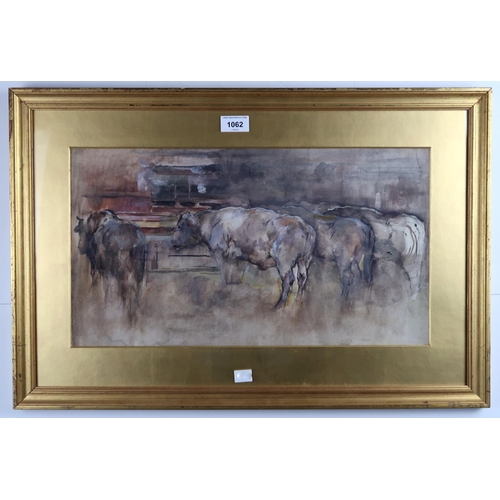 1062 - SIR GEORGE PIRIE PRSA HRSW LLD (SCOTTISH 1864-1946)FOUR BULLSWatercolour and gouache, 27 x 48.5cm (1... 