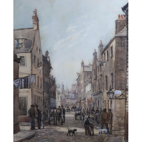 1065 - PATRICK DOWNIE RSW (1854-1945)SHAW STREET LOOKING WEST FROM E. QUEY LANE (GREENOCK)Watercolour with ... 