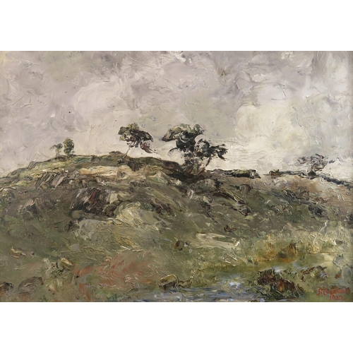 1070 - JOHN A. COPLAND (1854-1929)TREES UPON HILL Oil on board, signed lower right, dated (1922), 26 x... 