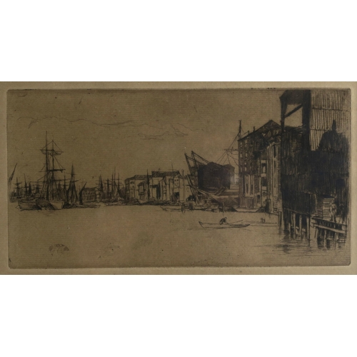 1071 - JAMES ABBOT MCNEILL WHISTLER NEAC RBA RE (AMERICAN 1834-1903)FREE TRADE WHARF 1877Etching and drypoi... 