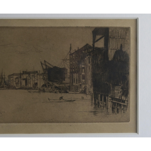 1071 - JAMES ABBOT MCNEILL WHISTLER NEAC RBA RE (AMERICAN 1834-1903)FREE TRADE WHARF 1877Etching and drypoi... 