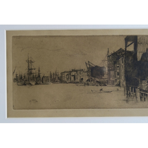 1071 - JAMES ABBOT MCNEILL WHISTLER NEAC RBA RE (AMERICAN 1834-1903)FREE TRADE WHARF 1877Etching and drypoi... 