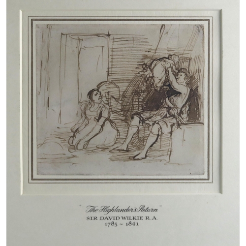 1082 - SIR DAVID WILKIE RSA (SCOTTISH 1785-1841)STUDY FOR THE HIGHLANDER'S RETURNBrown pen and ink on paper... 