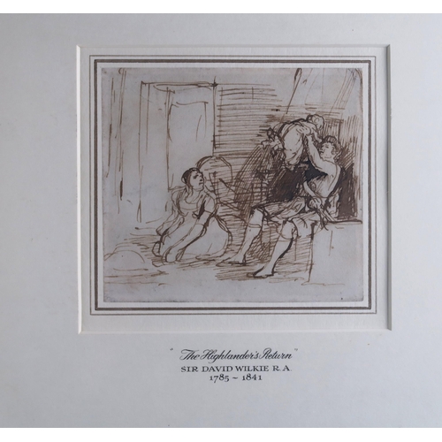 1082 - SIR DAVID WILKIE RSA (SCOTTISH 1785-1841)STUDY FOR THE HIGHLANDER'S RETURNBrown pen and ink on paper... 