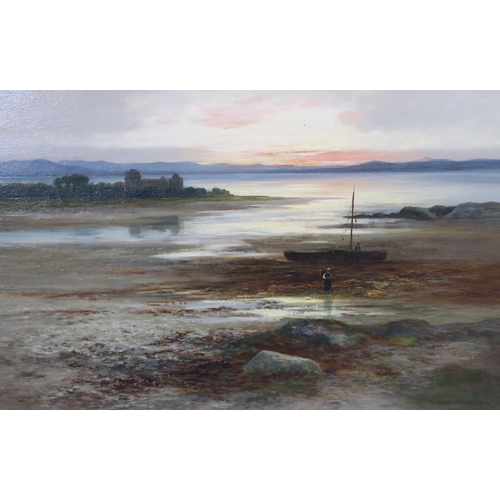 1102 - WILLIAM BEATTIE-BROWN RSA (SCOTTISH 1831-1909)FISHING BOATS RETURN AT SUNSETOil on canvas, signed, 3... 