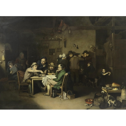 1107 - AFTER SIR DAVID WILKIE Village Politicians,Oil on panel, 41 x 56cm (16 x 22